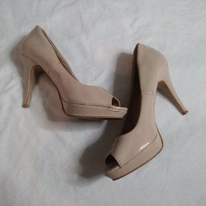 Patent peeptoe heels